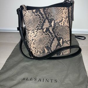All Saints Snakeprint crossbody purse